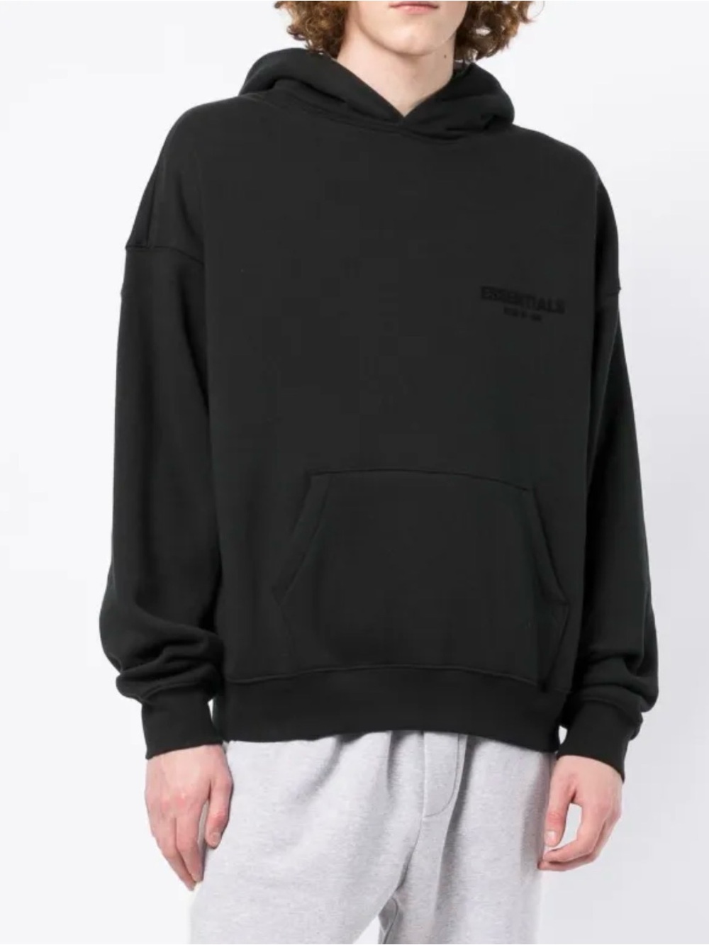 NWT Essentials Fear of God Logo Print Oversized Streetwear Black Hoodie Mens S